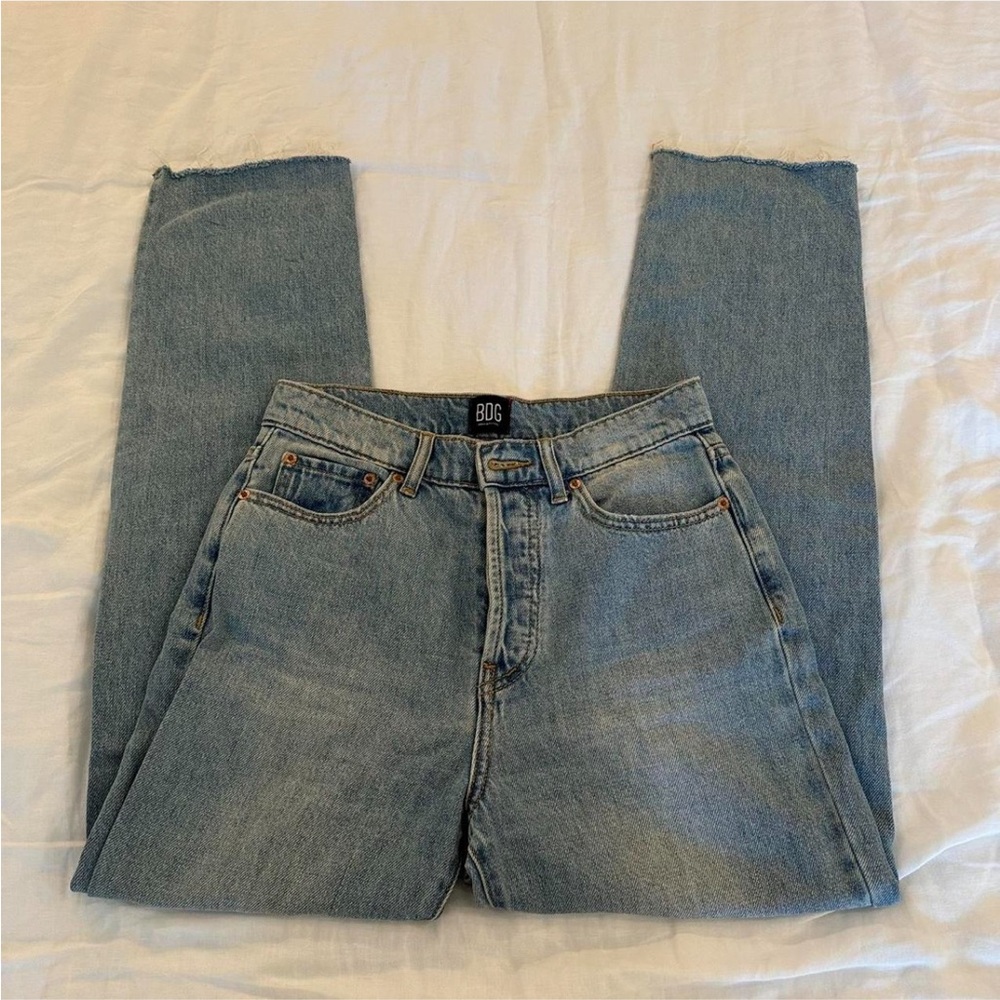 BDG High-Waisted Slim Straight Jeans in Light Blue Wash Denim